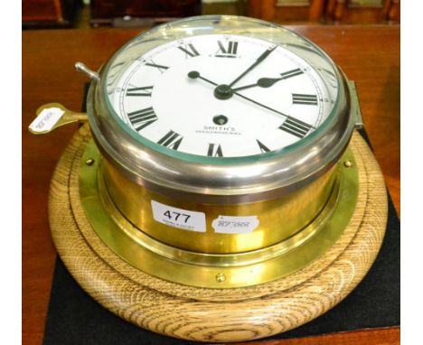 A brass ships type bulk head centre seconds timepiece, enamel signed Smiths, Cricklewood, N.W.2 