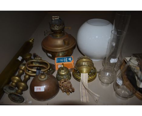 A pastry chefs brass roller and similar brass items and lighting