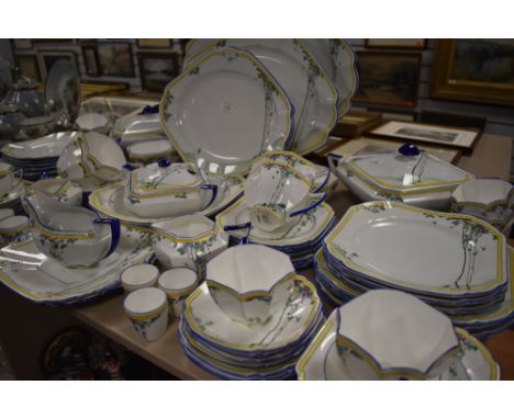 An impressive art deco part tea and dinner service by Shelley in a hand decorated design reg no 723404 Queen Anne Balloon Tre