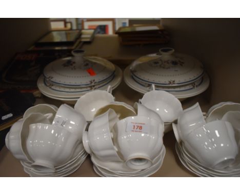 A selection of tea cups and saucers by Shelley and similar tureens
16 teacups and 16 saucers.
2 saucers and 4 cups having dam