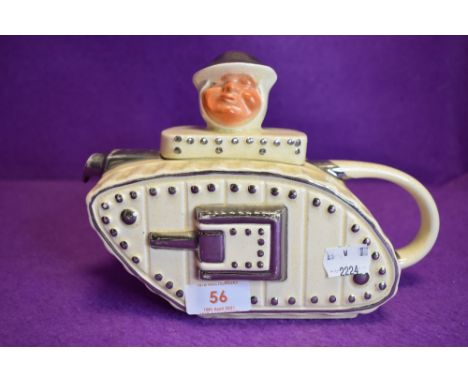 A novelty Sadler teapot depicting Winston in tank.