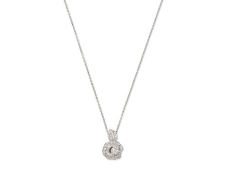 DIOR: DIAMOND 'ROSE BAGATELLE' NECKLACEThe rose set with brilliant-cut diamonds,  diamonds approx. 0.50ct total, signed Dior,