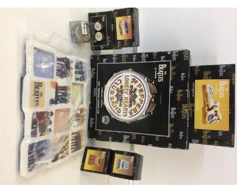 BEATLES SGT PEPPERS, ABBEY ROAD & MYSTERY TOUR MERCHANDISE. Eight items with all being boxed and most made by Vandor to inclu