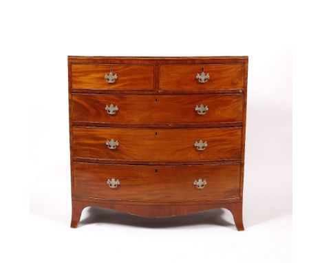 A 19th Century mahogany and inlaid bow front chest of drawers 107cm wide x 52cm deep x 110cm high