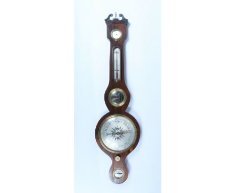 A 19th Century rosewood barometer by Martinelli & Son of King Street, Borough, 97cm high