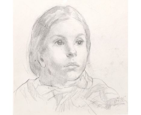 Marjorie Mostyn (1893-1979) Head and shoulders portrait of a girl, pencil on paper,  36cm x 36cm 