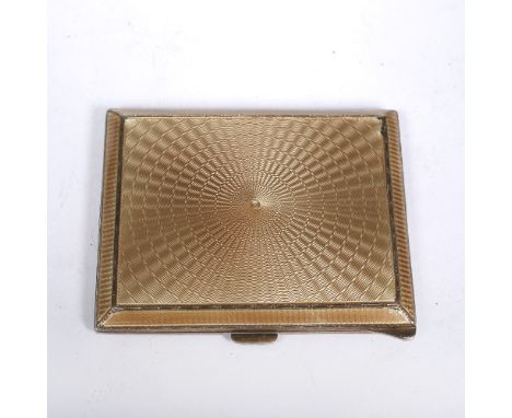 A silver cigarette case with pale yellow enamel finish, Birmingham 1934