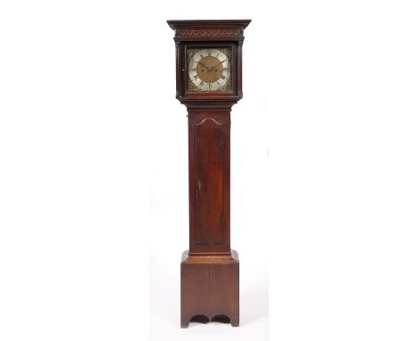 Jonathan Moore of Warminster An oak longcase clock with silvered and brass dial, dial diameter 26cm, case 195cm high