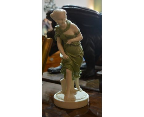 A Royal Worcester tinted Parian model 'Into the Wind', 27cm 