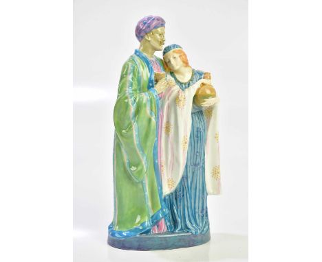 CHARLES J NOKE AND HARRY TITTENSOR FOR ROYAL DOULTON; "PROTOTYPE" 1921, 'Omar Khayyam and the Beloved', extremely rare protot