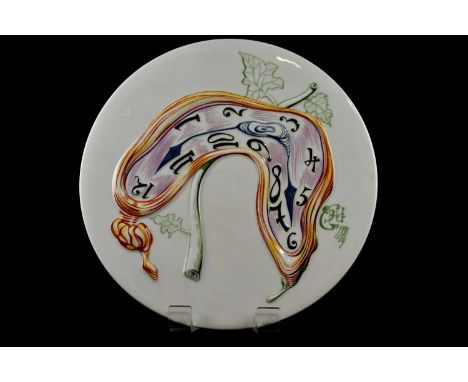 SALVADOR DALI FOR ROSENTHAL; a rare limited edition porcelain "Melting Clock" wall charger, number 2584, diameter 35cm, with 