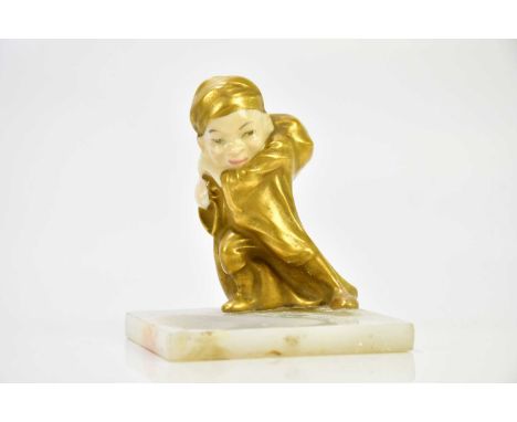 HARRY TITTENSOR FOR ROYAL DOULTON; ‘One of the Forty’ a rare figure, mini HN423, model 300, sack over shoulder, on alabaster 