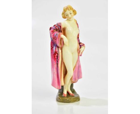 LESLIE HARRADINE FOR ROYAL DOULTON; ‘The Bather’, rare figure colourway, 2nd version, model 486, 7 1/2in, circa 1925 (25-38),