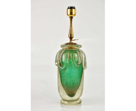 ARCHIMEDE SEGUSO FOR MURANO; a contemporary bubble glass Bullicante table lamp with applied decoration, height including fitt