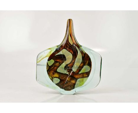 MDINA GLASS; a large 'Axe Head' internally decoration in earthtones, signed and dated 1980, height 23cm.Condition Report: Int
