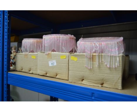 Six pink glass light shades