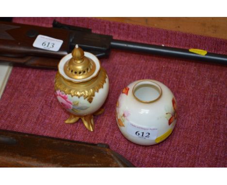 A Royal Worcester vase and cover, signed G. Banks together with one other vase, signed M. Miller