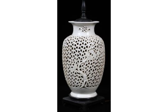 Chinese Pottery Lamp H 28a Baer Form Pierced Ginger Jar Auction Date