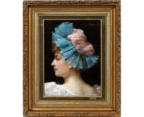 LEON FRANCOIS COMERRE (FRENCH, 1850-1916) OIL ON CANVAS, H 18", W 13", PORTRAITSigned upper right. Léon François Comerre was 