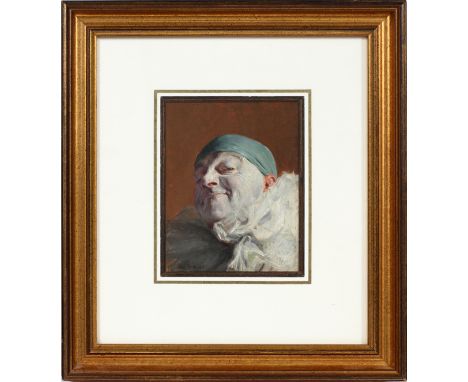 ARMAND HENRION (FRENCH, 1875-1958) OIL ON BOARD, H 7", W 5 1/2", "CLOWN IN GREEN CAP" Depicting a clown in a green cap. Signe