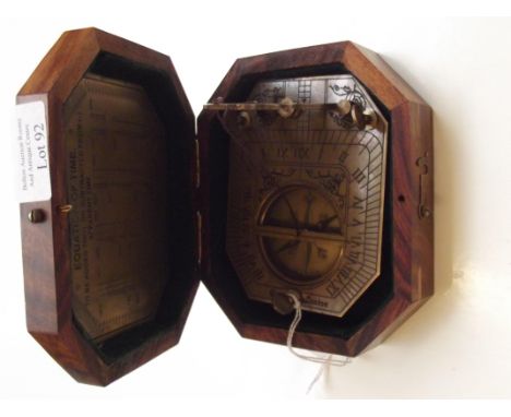 Teak cased reproduction F.Cox sundial compass