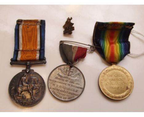 Great War medal medal pair, comprising War Medal and Victory Medal awarded to 46580, Private J.G Olive of The King's Own Yeom