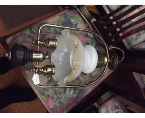 Brass two branch hanging lamp