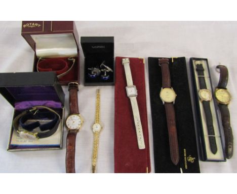 Various watches inc Rotary & Accurist and cufflinks