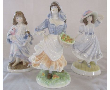 3 limited edition Royal Worcester figurines - Grandma's bonnet 2415/9500, Rosie picking up applies 787/9500 & Lullaby 1137/95