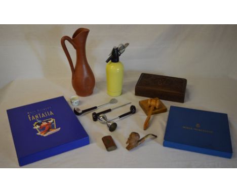 Soda syphon, Philippe VIII estate pipe, gavel etc