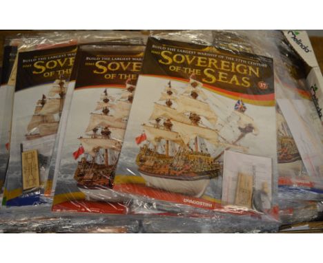 Very large collection of DeAgostini 'Sovereign of the Seas' partwork magazines and model parts, many still sealed (over 100 i
