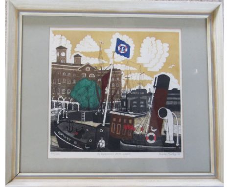Limited edition print of St Katharine's Dock, London by Andrew Murray 104/150 61 cm x 52 cm (size including frame)