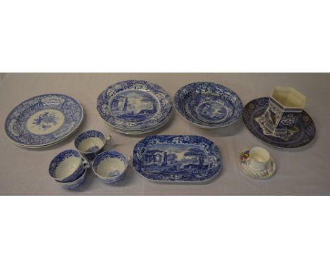 Various blue and white ceramics including Spode Italian