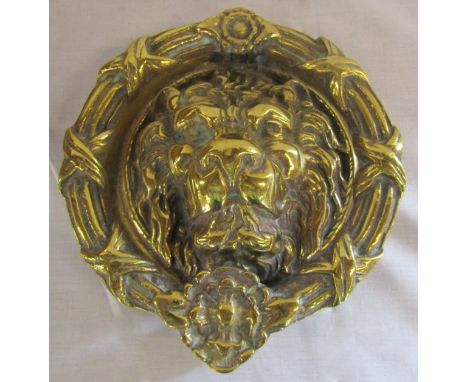 Large brass lion door knocker H 24 cm