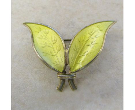 David Anderson silver gilt and enamel double leaf brooch marked 'D-A 925s sterling Norway'