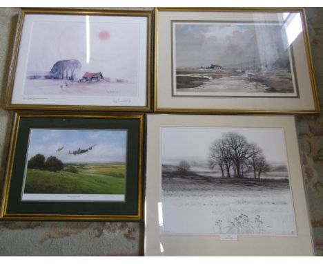 David Waller signed print, 'The lone barn' by Hugh Brandon-Cox signed print, Sidney Perrin signed print & one other