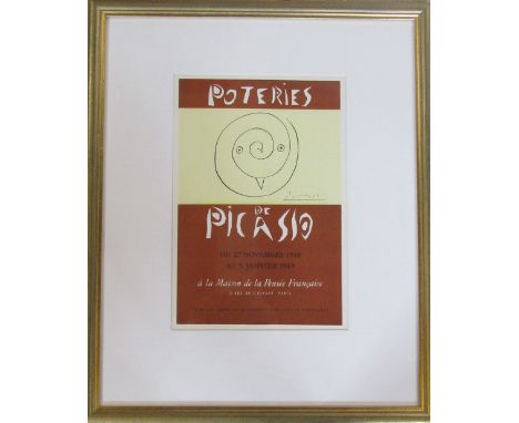 Pablo Picasso lithographic exhibition print 'Potteries' published in 1957 45 cm x 55 cm (size including frame)