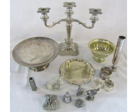 Assorted silver plate and pewter inc candelabra