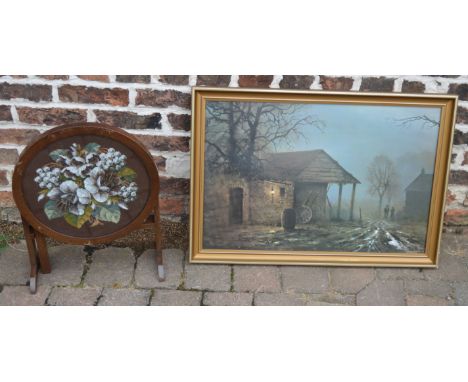 Berlin work style fire screen (AF) and a framed print