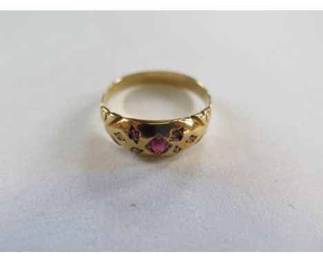 A 15ct yellow gold ruby ring, size Q, approx 2.6 grams 
