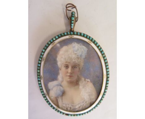 A very good quality 19th century miniature portrait of a young woman, probably French in origin, watercolour with highlights 