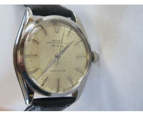 A vintage Rolex Oyster perpetual Air King stainless steel gents wristwatch, 35mm wide including button, in working order, cas
