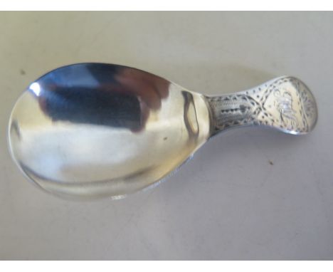 A fine bright cut silver caddy spoon, by Thomas Northcote, London 1789 - length 7.5cm, weight approx 0.2 troy oz, clean condi