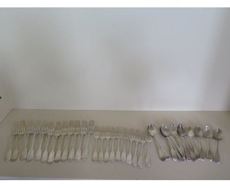 Thirty-four pieces of silver flatware, total approx 58 troy oz 