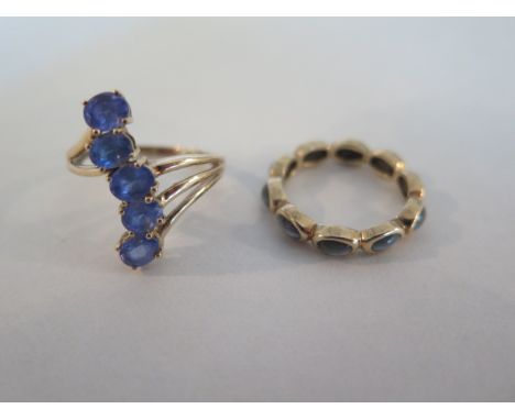 A 9ct gold and alexandrite ring, size N, and a 9ct and tanzanite ring, size O - total approx weight 6 grams 