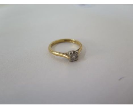 An 18ct yellow gold solitaire diamond ring, size L, approx 2.8 grams, generally good 