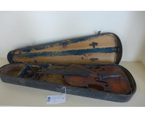 A violin with a 14 inch, 35.5cm one piece back and Antonius Stradivarius Cremoni label, in need of some restoration, with a h