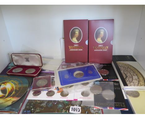 A collection of modern coinage including Jersey 1966 proof set of Crowns, Royal Mint collector pack £2 coin edition, Olympic 