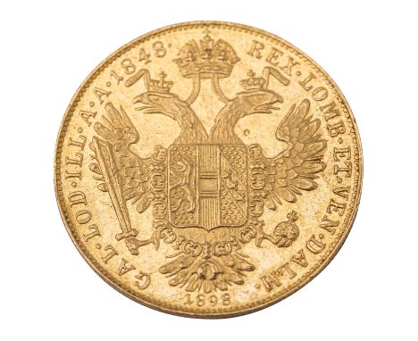 Österreich-Ungarn/Gold - 1 Dukat 1898/A, Franz Joseph I., Zum 50-jährigen Regierungsjubiläum, ss, Kratzer, leicht verschmutzt