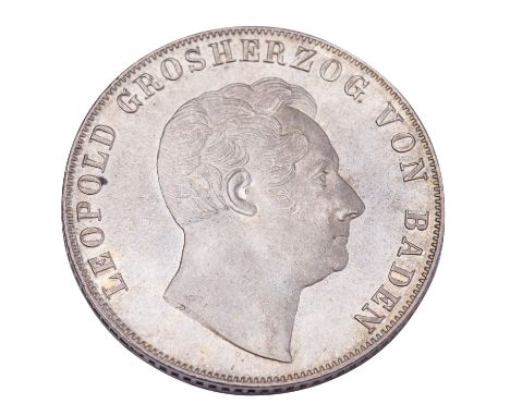Baden - Doppelgulden 1850, Grossherzog Leopold, Karlsruhe, J.63, vz., fast stempelglanz, kleiner Randfehler avers.| Baden - D